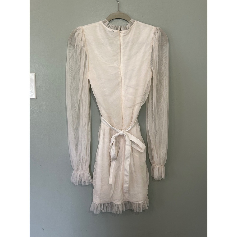 Ethereal Romance Ruched Mini Dress Womens Small Sheer Long Sleeves - Picture 12 of 12